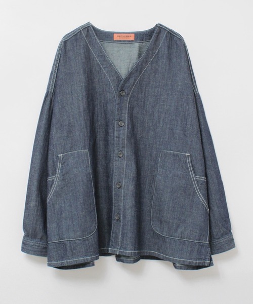 ブラウス シャツ B2857 フレンチワークシャツジャケット レディース B2857 フレンチワークシャツジャケット(M デニムワンウォッシュ