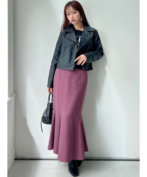 RESEXXY（リゼクシー）の「フェイクレザーライダースジャケット（ライダースジャケット・レディース・ブラック/アイボリー・SMALL/MEDIUM）」の16枚目の写真