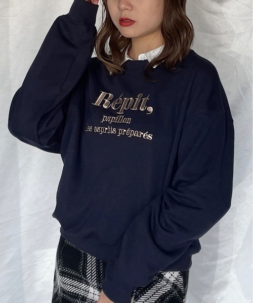 one way(ワンウェイ)の「襟付きラメ刺繍トレーナー(スウェット・レディース・グレー/ライトベージュ/ホワイト/ダークブルー・FREE)」の19枚目の写真