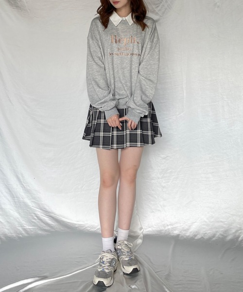 one way(ワンウェイ)の「襟付きラメ刺繍トレーナー(スウェット・レディース・グレー/ライトベージュ/ホワイト/ダークブルー・FREE)」の16枚目の写真