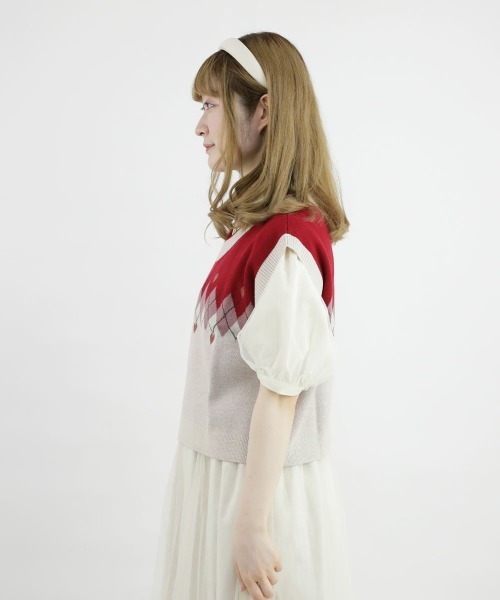 F i.n.t（フィント）の「アーガイル柄ハートニットベスト/fint（ベスト・レディース・レッド/ミント・FREE）」の13枚目の写真