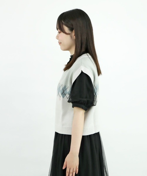 F i.n.t（フィント）の「アーガイル柄ハートニットベスト/fint（ベスト・レディース・レッド/ミント・FREE）」の16枚目の写真