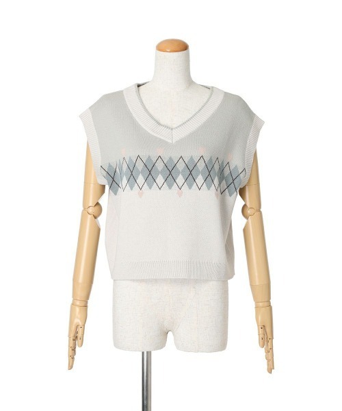 F i.n.t（フィント）の「アーガイル柄ハートニットベスト/fint（ベスト・レディース・レッド/ミント・FREE）」の18枚目の写真