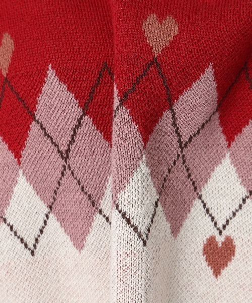 F i.n.t（フィント）の「アーガイル柄ハートニットベスト/fint（ベスト・レディース・レッド/ミント・FREE）」の22枚目の写真