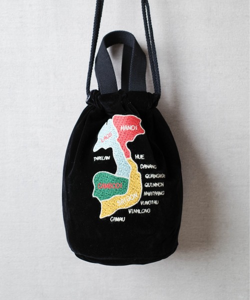 セール】【HS1】【HOUSTON】VELVETEEN EFFECT BAG 刺繍別珍 エフェクト 