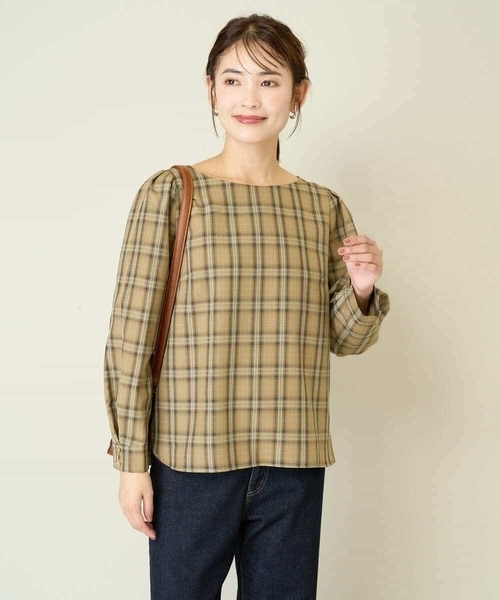 a.v.v(アーヴェヴェ)の「【WEB限定】チェックタックスリーブブラウス(シャツ/ブラウス・レディース・ネイビー/ベージュ・36/34/38/42/40)」の12枚目の写真