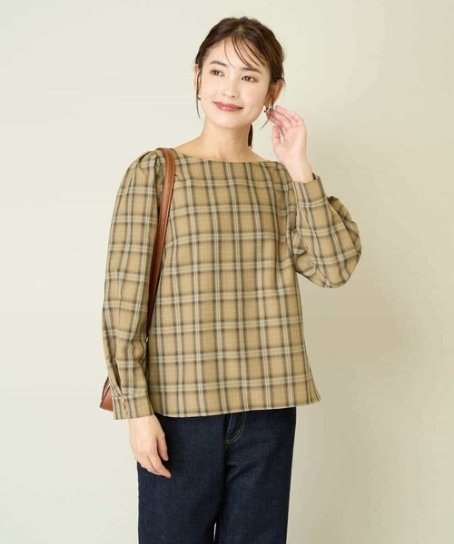 a.v.v(アーヴェヴェ)の「【WEB限定】チェックタックスリーブブラウス(シャツ/ブラウス・レディース・ネイビー/ベージュ・36/34/38/42/40)」の13枚目の写真