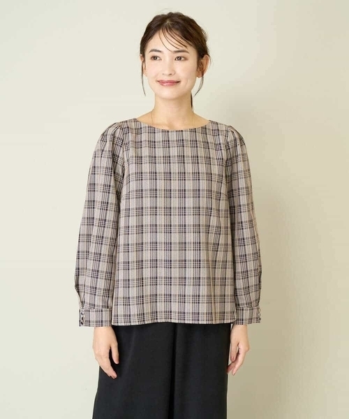 a.v.v(アーヴェヴェ)の「【WEB限定】チェックタックスリーブブラウス(シャツ/ブラウス・レディース・ネイビー/ベージュ・36/34/38/42/40)」の19枚目の写真