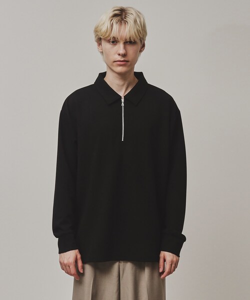 tk.TAKEO KIKUCHI（ティーケータケオキクチ）の「◆ジョーゼットハーフジップポロ（Tシャツ/カットソー・メンズ・ライトグレー/ブラック・03/02/01）」の4枚目の写真