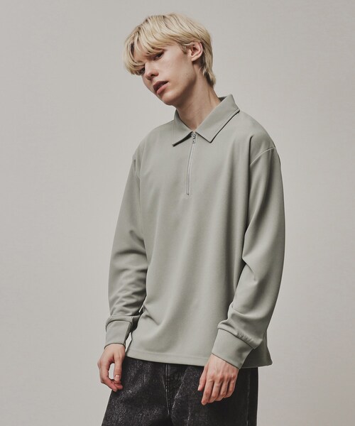 tk.TAKEO KIKUCHI（ティーケータケオキクチ）の「◆ジョーゼットハーフジップポロ（Tシャツ/カットソー・メンズ・ライトグレー/ブラック・03/02/01）」の10枚目の写真