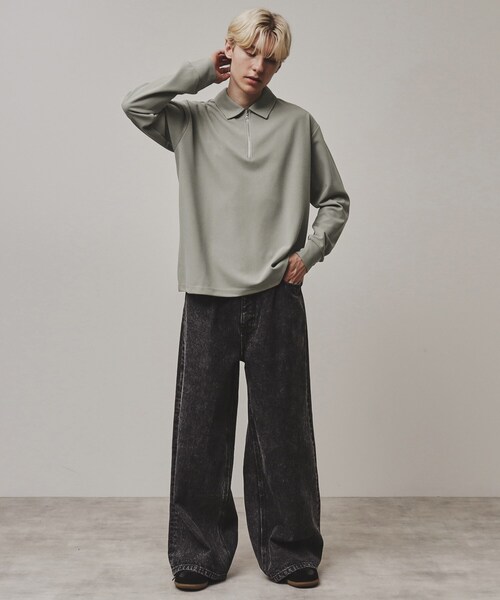 tk.TAKEO KIKUCHI（ティーケータケオキクチ）の「◆ジョーゼットハーフジップポロ（Tシャツ/カットソー・メンズ・ライトグレー/ブラック・03/02/01）」の12枚目の写真