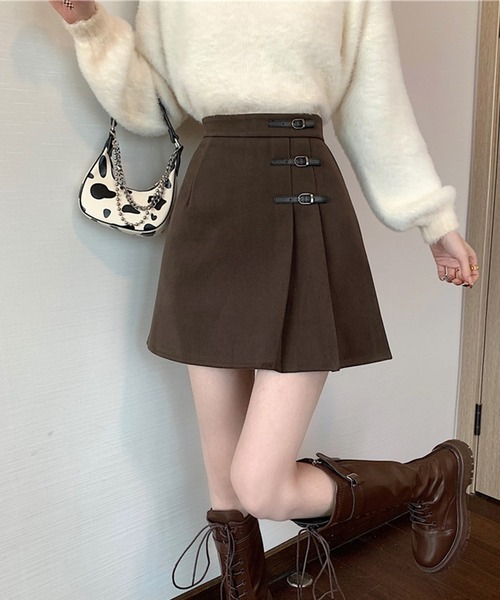 Jasmine Grandiflorum(ジャスミングランディフローラム)の「【Jasmine】ハイウエストプリーツミニスカート(スカート・レディース・ブラック/チョコ・SMALL/MEDIUM)」の10枚目の写真