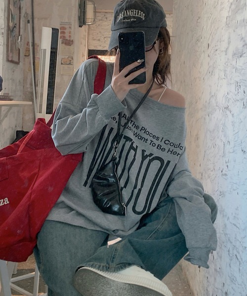 BIGロゴ 2WAYワンショルダー長袖ロンT（Tシャツ/カットソー）｜meJane