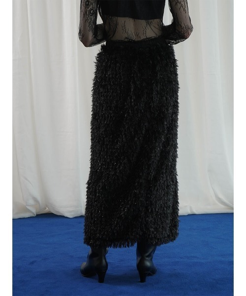 :ETHROF(イーサオブ)の「GLITTER FEATHER SKIRT(スカート・レディース・ブラック/グレー/ブルー・MEDIUM)」の5枚目の写真