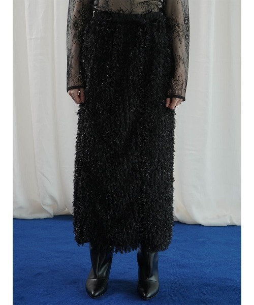 :ETHROF(イーサオブ)の「GLITTER FEATHER SKIRT(スカート・レディース・ブラック/グレー/ブルー・MEDIUM)」の7枚目の写真