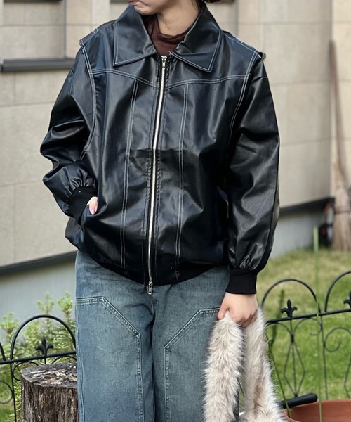 セール】【 MEMECLE / メメクル 】襟付き ジップアップ ブルゾン