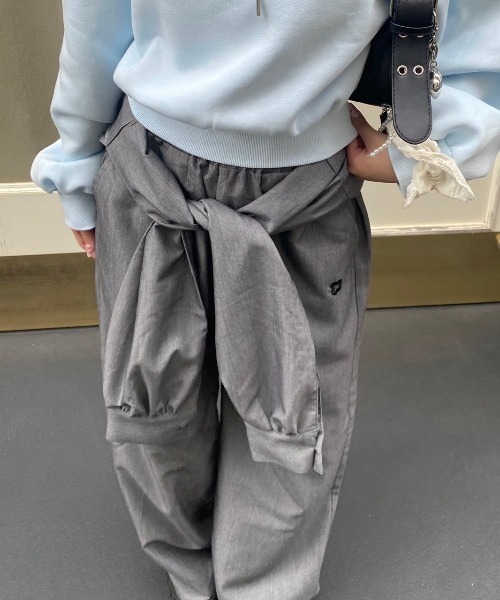   クルーネック リボンタイウエスト ジャンプスーツ Louvre Ribbon Jumpsuit