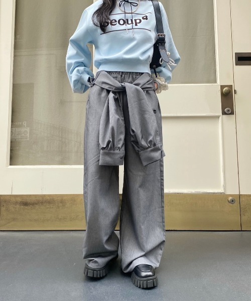 nemne store（ネンネストア）の「【Seoup】ジャンプスーツ風リボンパンツ（その他パンツ・レディース・ブラック/杢グレー・SMALL/MEDIUM）」の5枚目の写真