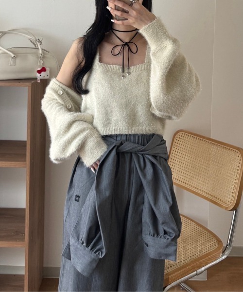   クルーネック リボンタイウエスト ジャンプスーツ Louvre Ribbon Jumpsuit