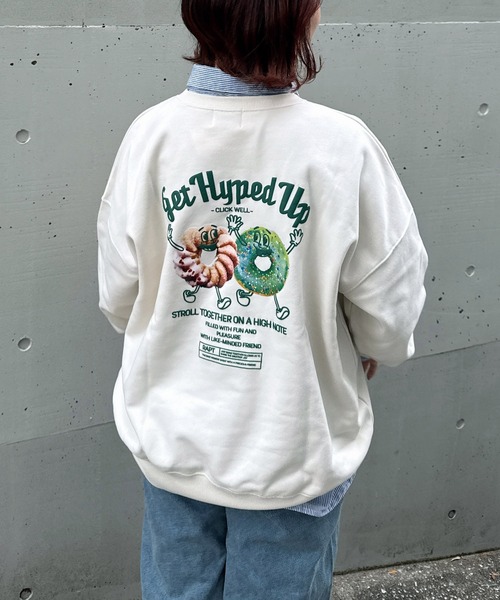 AS KNOW AS plus(アズノゥアズプラス)の「◇おやつフォトビッグサイズスウェットプルオーバー(スウェット・レディース・キナリ/スミクロ/オートミール/サックスブルー/ホワイト系/ブラック系/アイボリー系/ネイビー系/ホワイト系1/ブラック系1/アイボリー系1・FREE)」の15枚目の写真