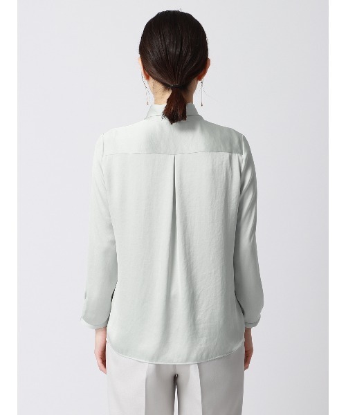 SUIT SQUARE（スーツスクエア）の「アスコットタイブラウス 8分袖 ハンドウォッシュ ヴィンテージサテン 無地（シャツ/ブラウス・レディース・アイボリー/ラベンダー/ブルー/ブラウン/ベージュ・38(9号)/40(11号)）」の16枚目の写真