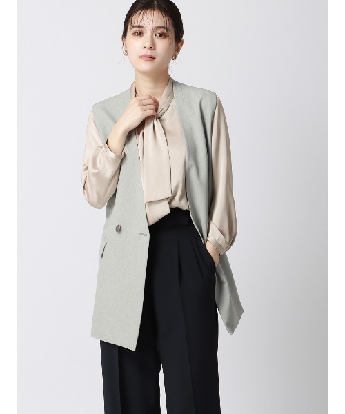 SUIT SQUARE（スーツスクエア）の「アスコットタイブラウス 8分袖 ハンドウォッシュ ヴィンテージサテン 無地（シャツ/ブラウス・レディース・アイボリー/ラベンダー/ブルー/ブラウン/ベージュ・38(9号)/40(11号)）」の9枚目の写真