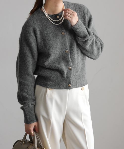 La TOTALITE（ラトータリテ）の「FOX混カーディガン（カーディガン/ボレロ・レディース・チャコールグレー/ピンク/キャメル・FREE）」の2枚目の写真