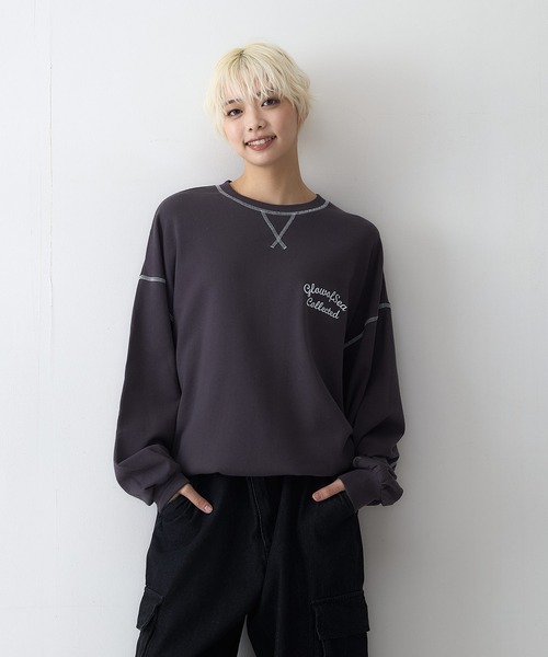 【UNDER WRAPS/アンダーラップス】裏起毛前後刺繍スウェットトレーナー zo main image 1