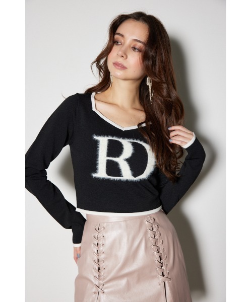 rienda（リエンダ）の「ビッグRロゴロングスリーブニットトップス（ニット/セーター・レディース・ブラック/カーキ/グレー系その他/ホワイト・FREE）」の8枚目の写真