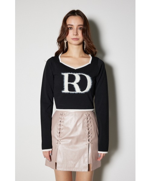 rienda（リエンダ）の「ビッグRロゴロングスリーブニットトップス（ニット/セーター・レディース・ブラック/カーキ/グレー系その他/ホワイト・FREE）」の9枚目の写真