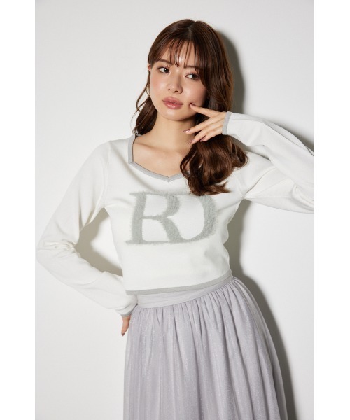 rienda（リエンダ）の「ビッグRロゴロングスリーブニットトップス（ニット/セーター・レディース・ブラック/カーキ/グレー系その他/ホワイト・FREE）」の11枚目の写真