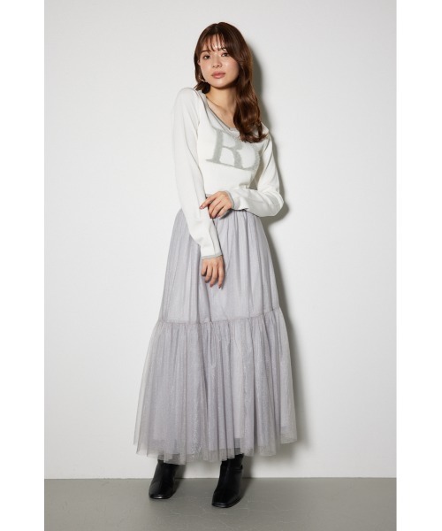 rienda（リエンダ）の「ビッグRロゴロングスリーブニットトップス（ニット/セーター・レディース・ブラック/カーキ/グレー系その他/ホワイト・FREE）」の12枚目の写真
