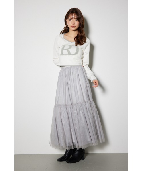 rienda（リエンダ）の「ビッグRロゴロングスリーブニットトップス（ニット/セーター・レディース・ブラック/カーキ/グレー系その他/ホワイト・FREE）」の13枚目の写真