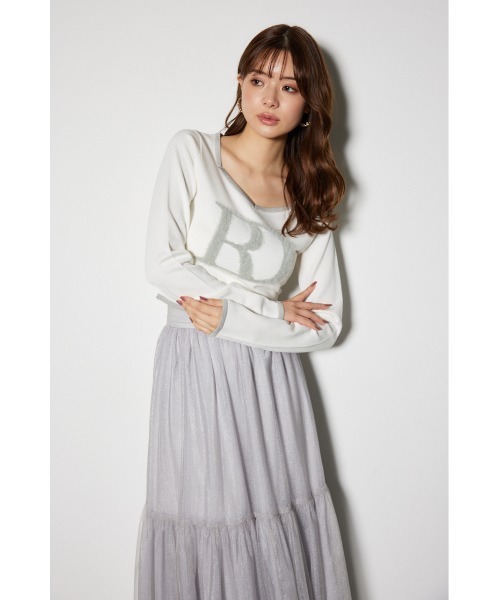 rienda（リエンダ）の「ビッグRロゴロングスリーブニットトップス（ニット/セーター・レディース・ブラック/カーキ/グレー系その他/ホワイト・FREE）」の14枚目の写真
