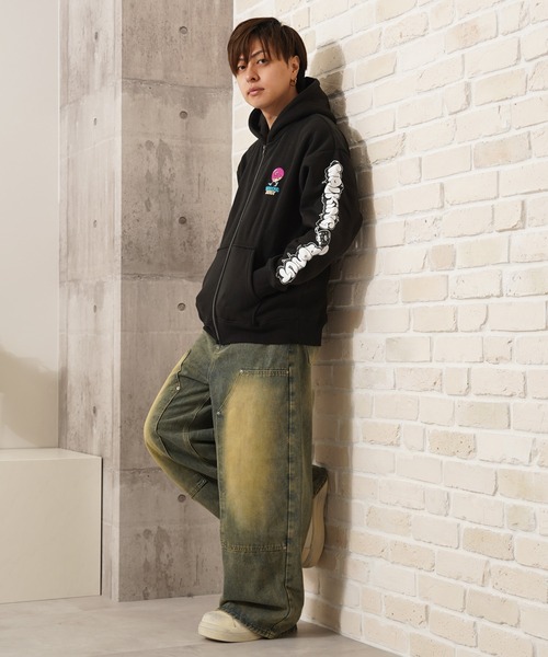 1111clothing(ワンフォークロージング)の「ドーナツモチーフ 裏起毛 ジップパーカー / Heavyweight Lined Zip Hoodie(パーカー・メンズ・インディゴブルー/ブラック/グレー系・M/L/LL)」の12枚目の写真
