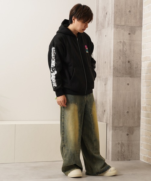 1111clothing(ワンフォークロージング)の「ドーナツモチーフ 裏起毛 ジップパーカー / Heavyweight Lined Zip Hoodie(パーカー・メンズ・インディゴブルー/ブラック/グレー系・M/L/LL)」の10枚目の写真
