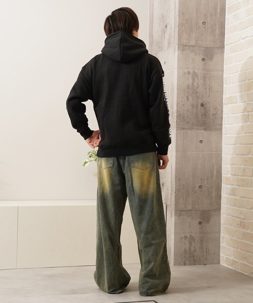 1111clothing(ワンフォークロージング)の「ドーナツモチーフ 裏起毛 ジップパーカー / Heavyweight Lined Zip Hoodie(パーカー・メンズ・インディゴブルー/ブラック/グレー系・M/L/LL)」の11枚目の写真