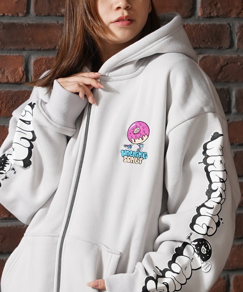 1111clothing(ワンフォークロージング)の「ドーナツモチーフ 裏起毛 ジップパーカー / Heavyweight Lined Zip Hoodie(パーカー・メンズ・インディゴブルー/ブラック/グレー系・M/L/LL)」の14枚目の写真