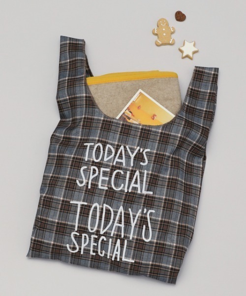 TODAY'S SPECIAL（トゥデイズスペシャル）の「【数量限定】【TODAY'S SPECIAL】チェックマルシェバッグ M/361327（エコバッグ/サブバッグ・レディース・ベージュ系その他/ブルー系その他・MEDIUM）」の2枚目の写真