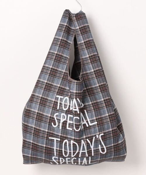 TODAY'S SPECIAL（トゥデイズスペシャル）の「【数量限定】【TODAY'S SPECIAL】チェックマルシェバッグ M/361327（エコバッグ/サブバッグ・レディース・ベージュ系その他/ブルー系その他・MEDIUM）」の7枚目の写真
