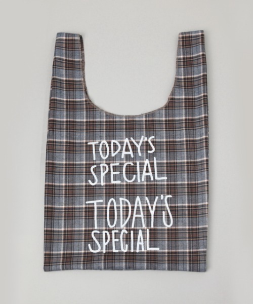 TODAY'S SPECIAL（トゥデイズスペシャル）の「【数量限定】【TODAY'S SPECIAL】チェックマルシェバッグ M/361327（エコバッグ/サブバッグ・レディース・ベージュ系その他/ブルー系その他・MEDIUM）」の8枚目の写真