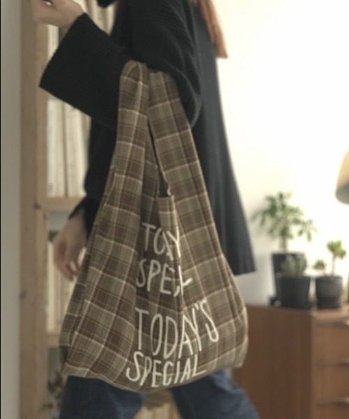 TODAY'S SPECIAL（トゥデイズスペシャル）の「【数量限定】【TODAY'S SPECIAL】チェックマルシェバッグ M/361327（エコバッグ/サブバッグ・レディース・ベージュ系その他/ブルー系その他・MEDIUM）」の19枚目の写真