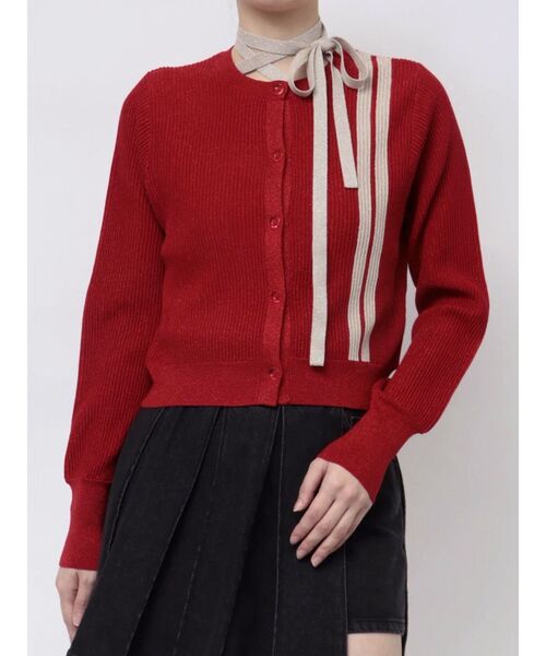 jouetie（ジュエティ）の「ラメラインアンサンブルニット サマーニット（アンサンブル・レディース・ブラック/グリーン/レッド・MEDIUM）」の5枚目の写真