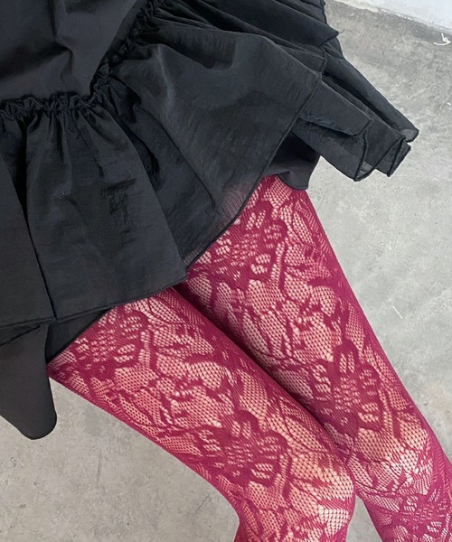 SHEPP(シープ)の「フラワーレースカラータイツ(タイツ/ストッキング・レディース・レッド/ホワイト/ブルー/パープル/ターコイズブルー系/ブラック・F)」の14枚目の写真