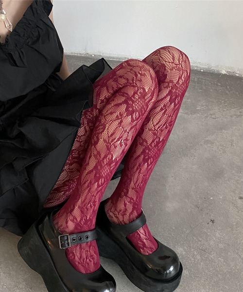 SHEPP(シープ)の「フラワーレースカラータイツ(タイツ/ストッキング・レディース・レッド/ホワイト/ブルー/パープル/ターコイズブルー系/ブラック・F)」の16枚目の写真