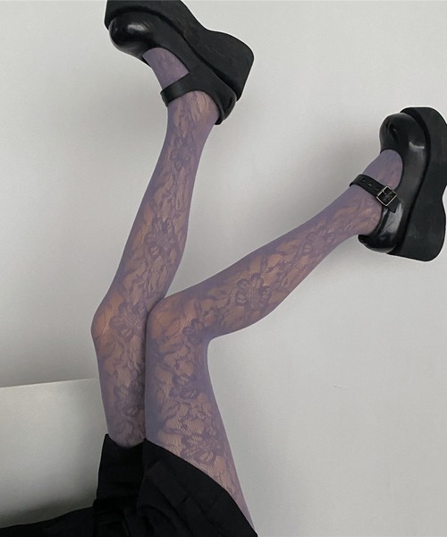 SHEPP(シープ)の「フラワーレースカラータイツ(タイツ/ストッキング・レディース・レッド/ホワイト/ブルー/パープル/ターコイズブルー系/ブラック・F)」の11枚目の写真