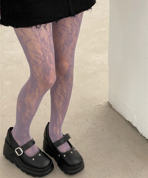 SHEPP(シープ)の「フラワーレースカラータイツ(タイツ/ストッキング・レディース・レッド/ホワイト/ブルー/パープル/ターコイズブルー系/ブラック・F)」の13枚目の写真