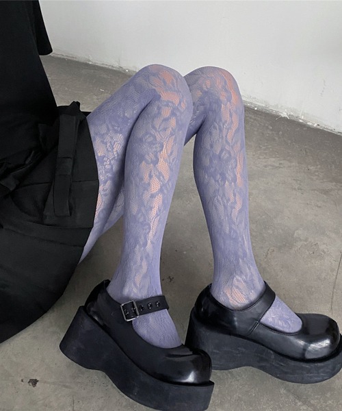 SHEPP(シープ)の「フラワーレースカラータイツ(タイツ/ストッキング・レディース・レッド/ホワイト/ブルー/パープル/ターコイズブルー系/ブラック・F)」の7枚目の写真