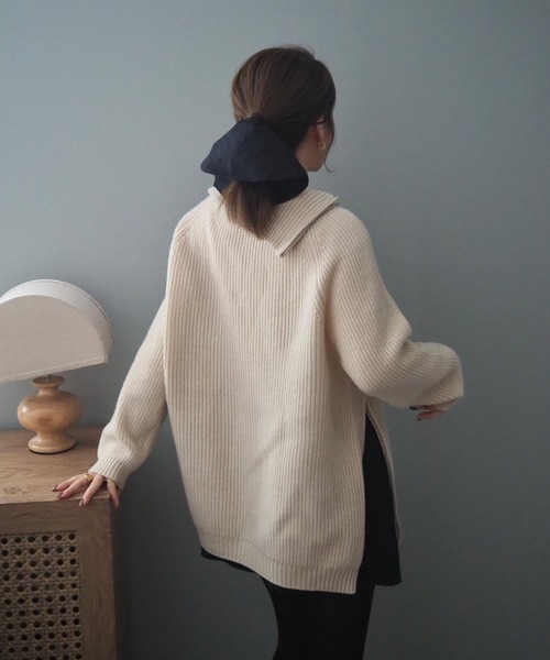 2点おまとめ▲長袖シャツ・タートルニット turtleneck double zip knit top /タートルネック ダブルジップ ニット