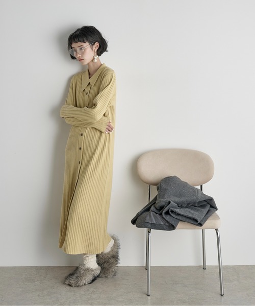 リブニットポロワンピース（ワンピース）｜THE YOn（ザヨン）の